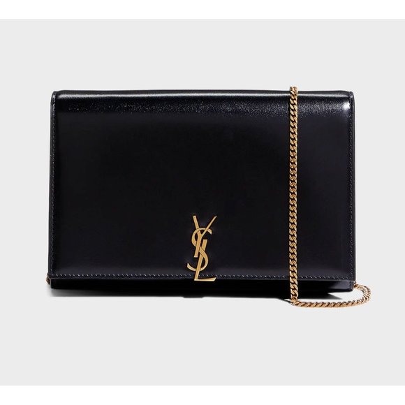 AUTHENTIC - Saint Laurent YSL Monogram Wallet Chain in Smooth Leather - Picture 1 of 6